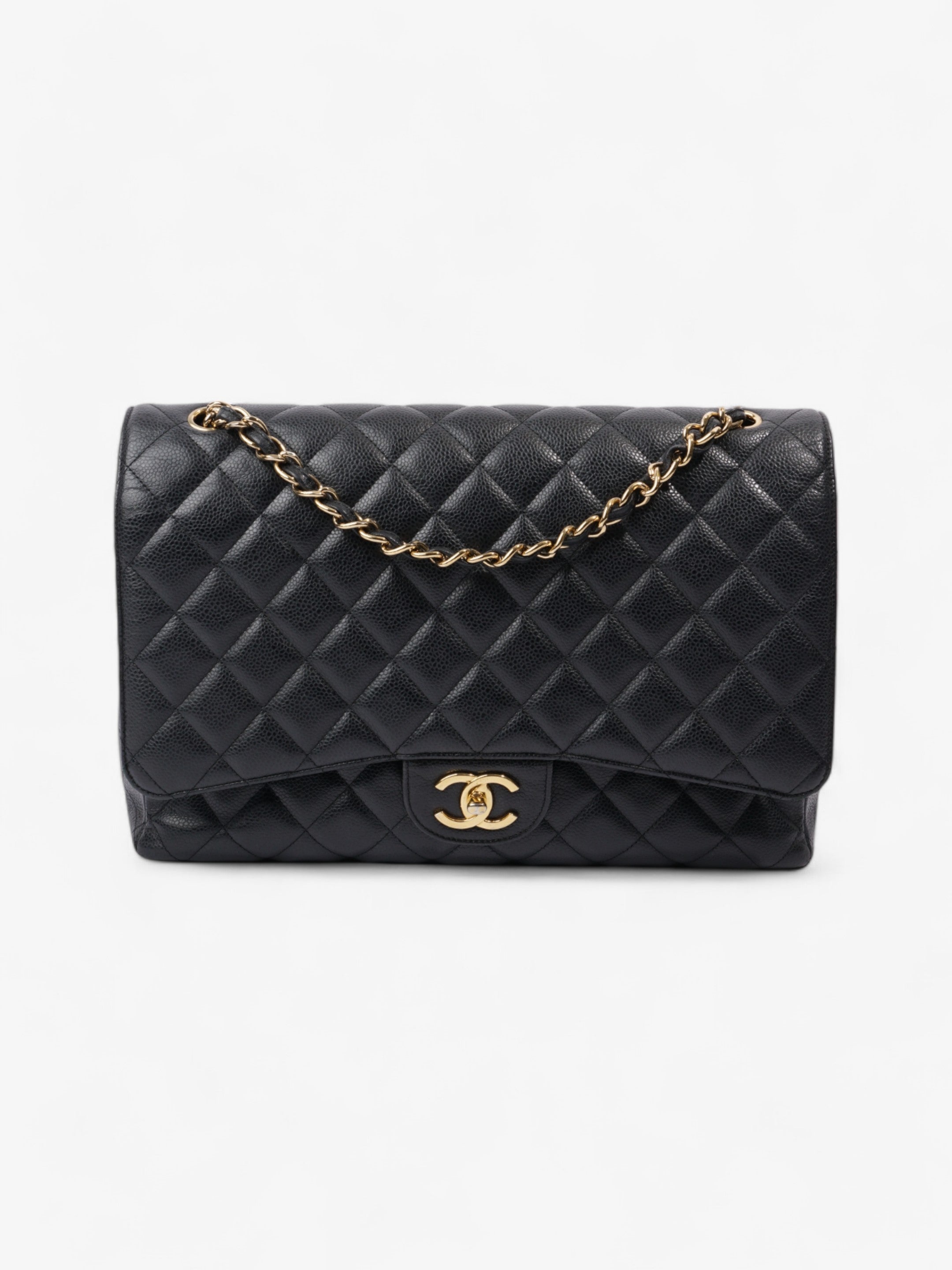 Chanel Classic Double Flap Black Caviar Leather Maxi