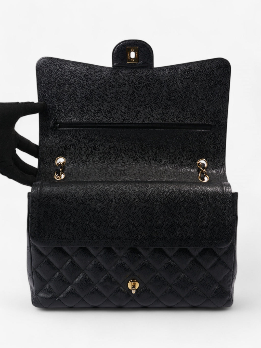 Chanel Classic Double Flap Black Caviar Leather Maxi