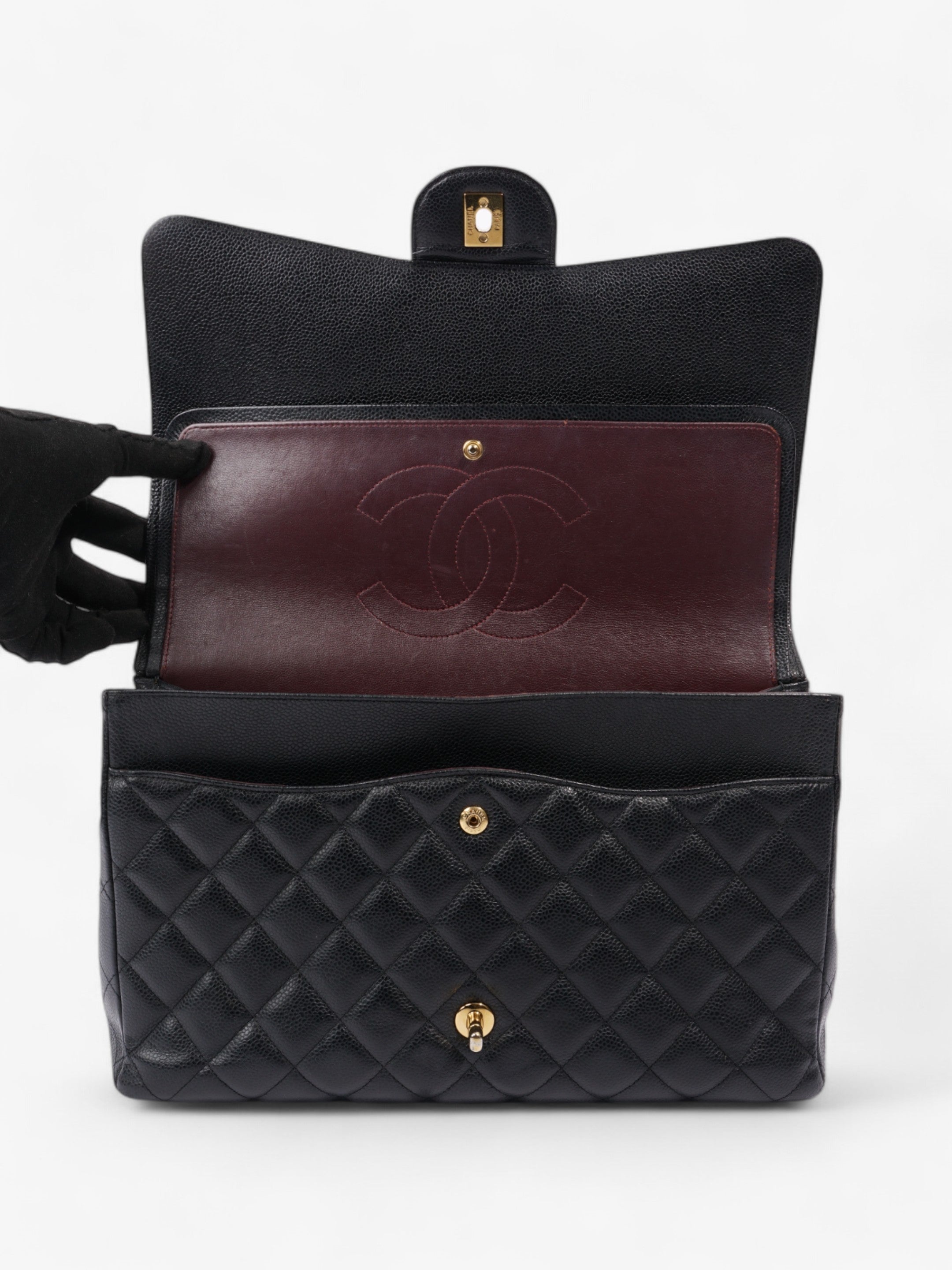 Chanel Classic Double Flap Black Caviar Leather Maxi