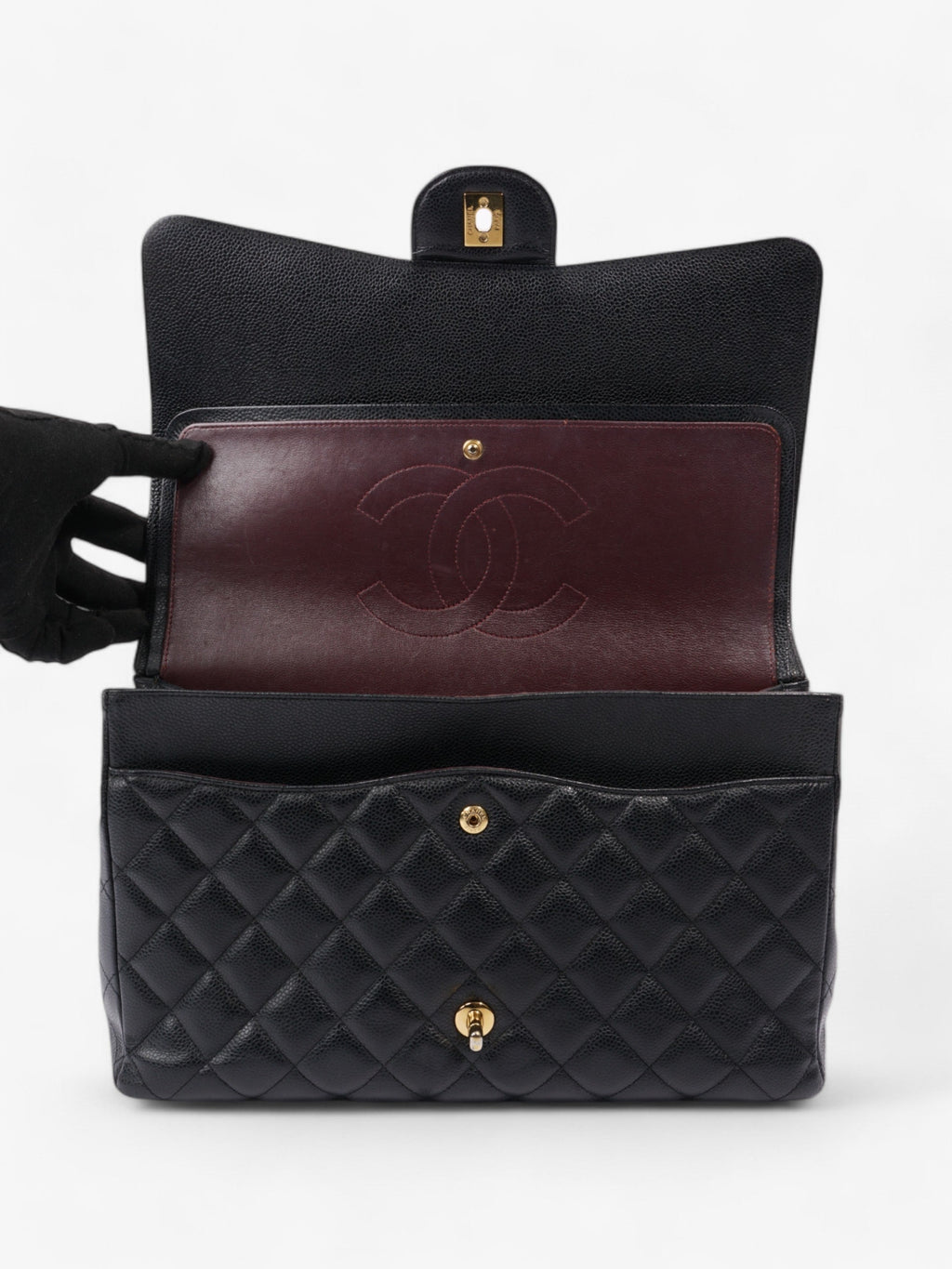 Chanel Classic Double Flap Black Caviar Leather Maxi