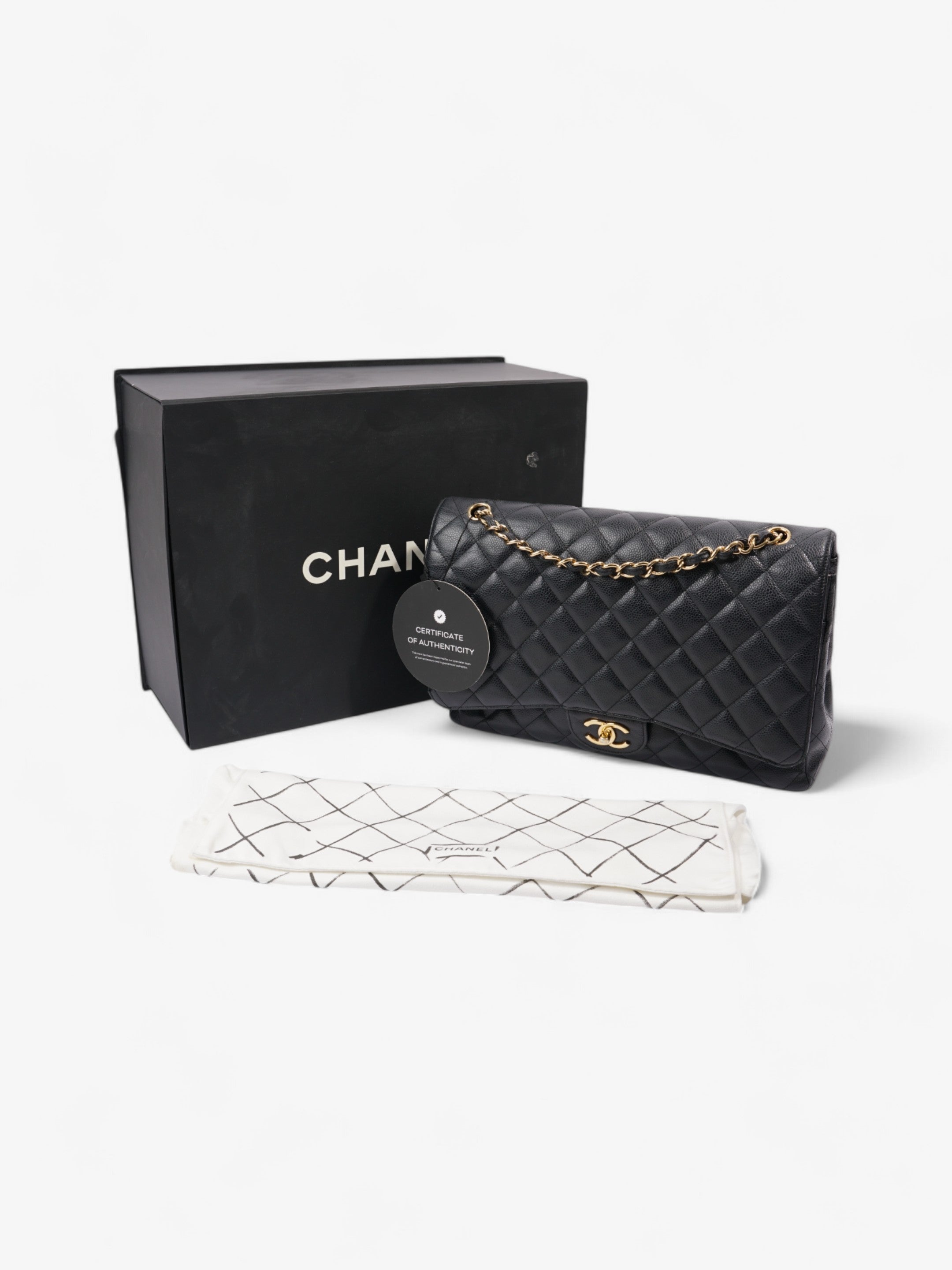 Chanel Classic Double Flap Black Caviar Leather Maxi