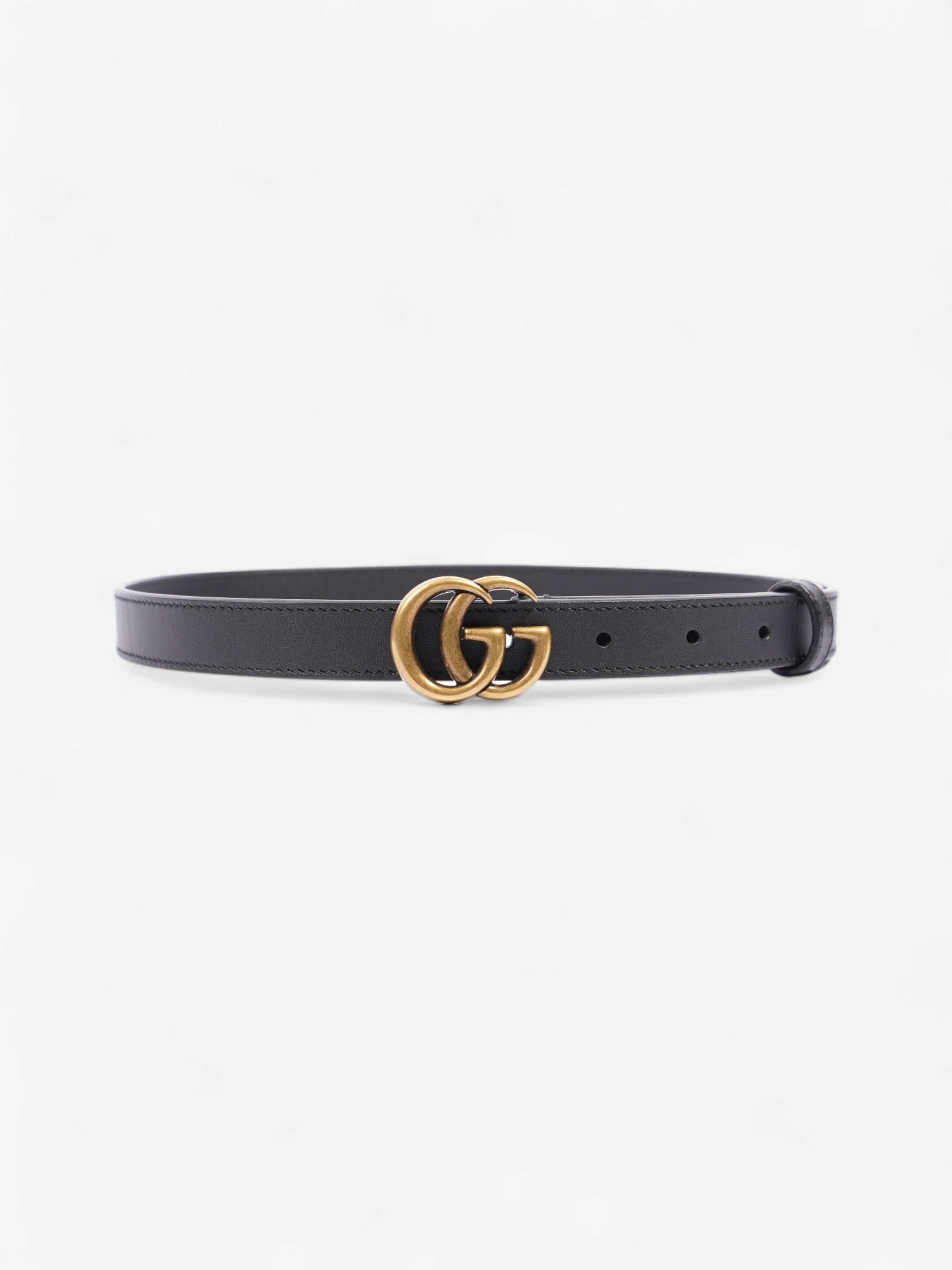 Gucci GG Marmont Thin Belt Black Leather 70cm 28"