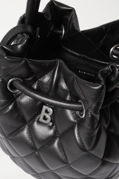 BALENCIAGA B QUILTED NAPPA LEATHER BUCKET BAG