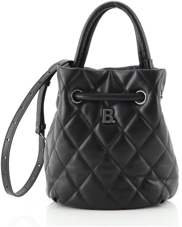 BALENCIAGA B QUILTED NAPPA LEATHER BUCKET BAG