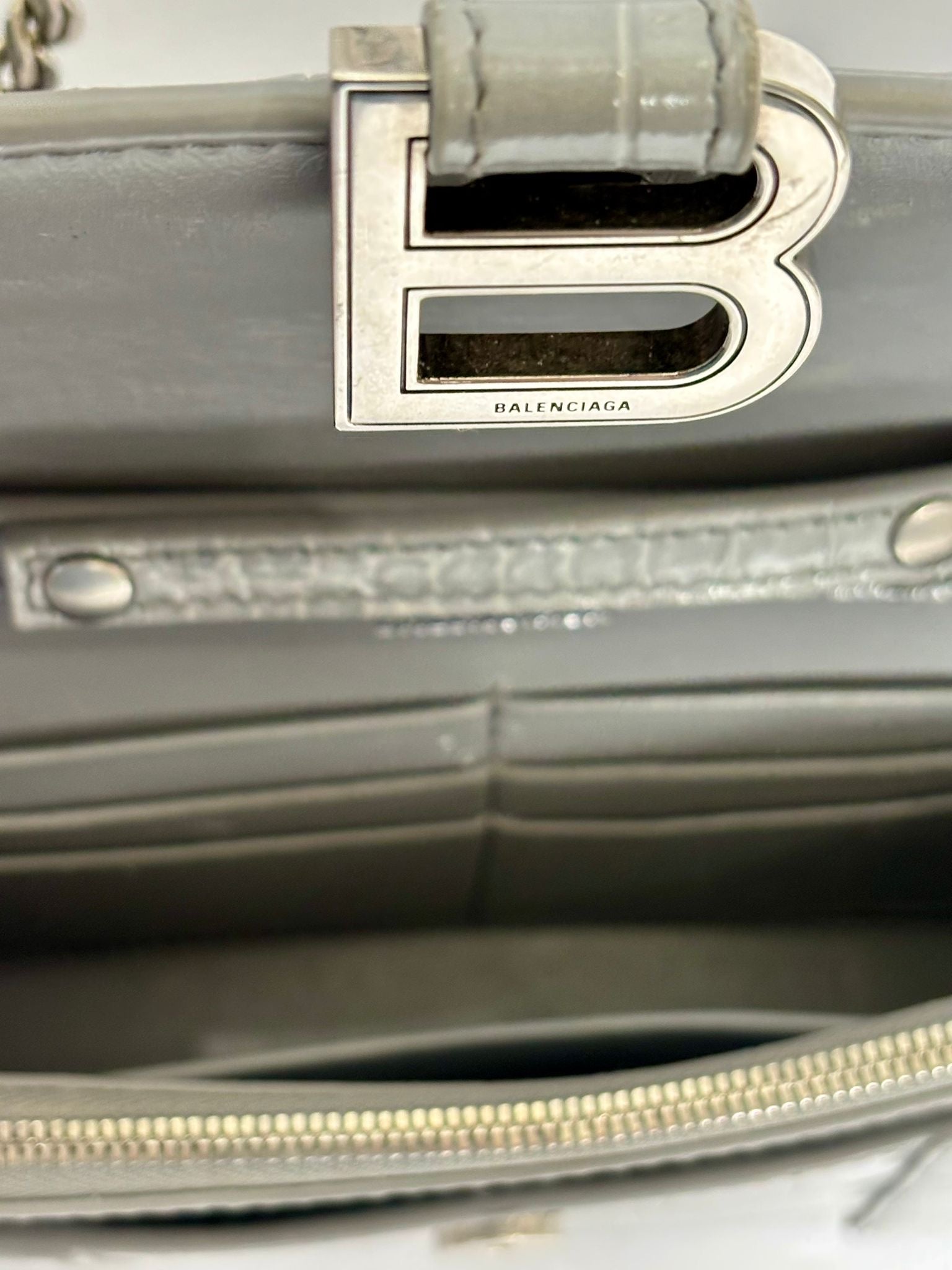 BALENCIAGA CROC EMBOSSED CALFSKIN HOURGLASS WOC