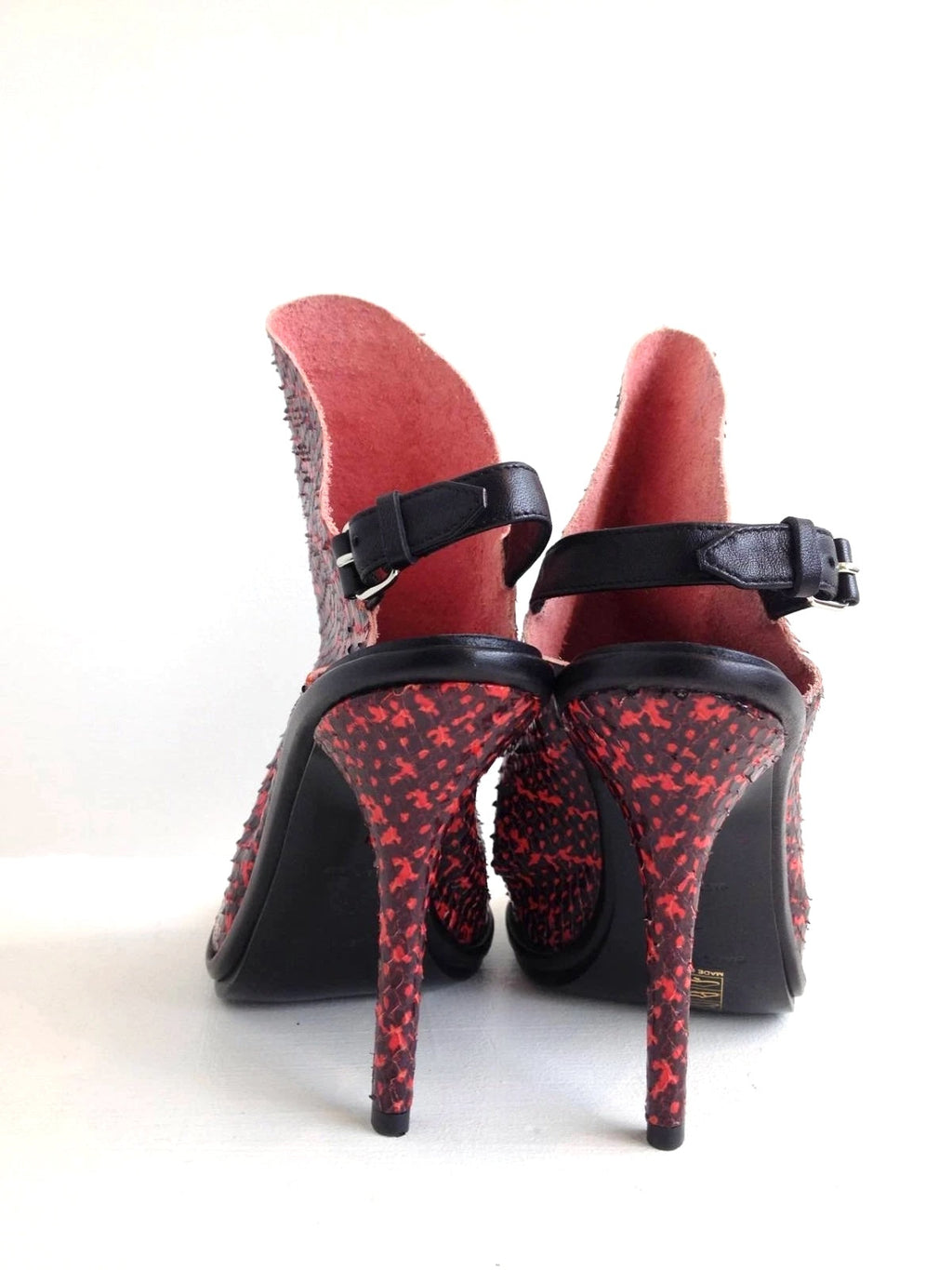 BALENCIAGA GLOVE SNAKE EMBOSSED LEATHER SLINGBACK SANDALS