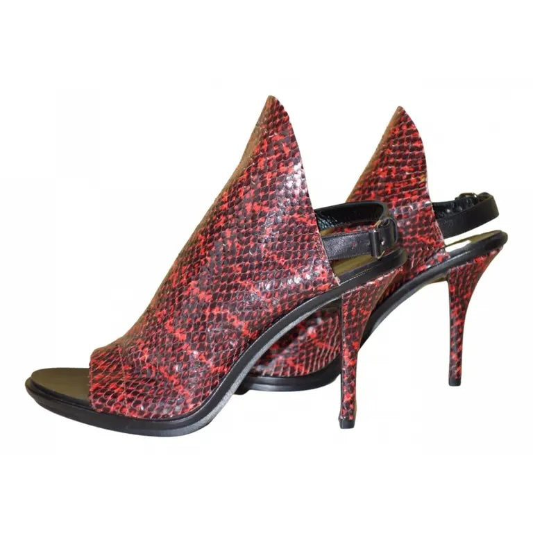 BALENCIAGA GLOVE SNAKE EMBOSSED LEATHER SLINGBACK SANDALS