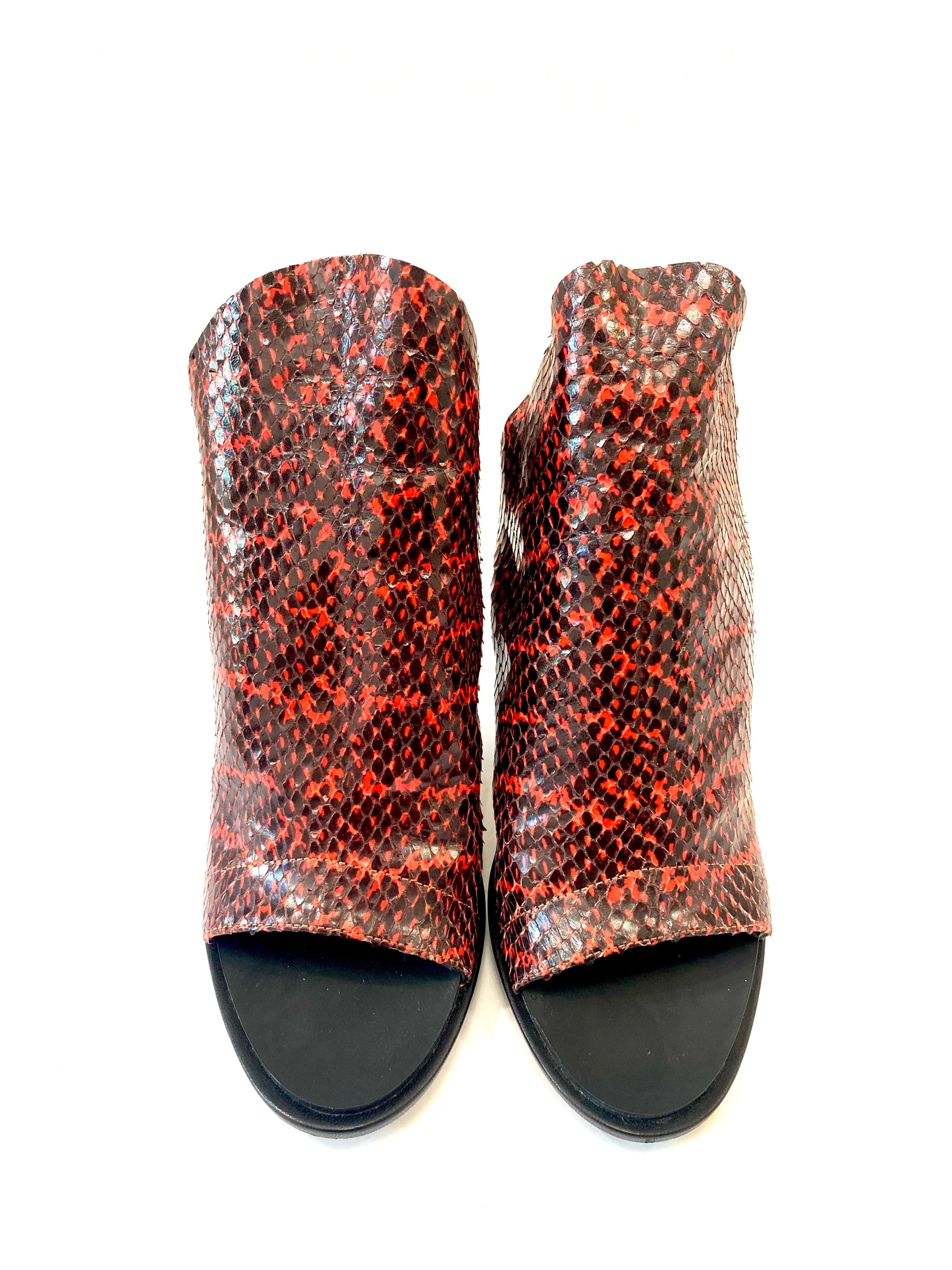 BALENCIAGA GLOVE SNAKE EMBOSSED LEATHER SLINGBACK SANDALS