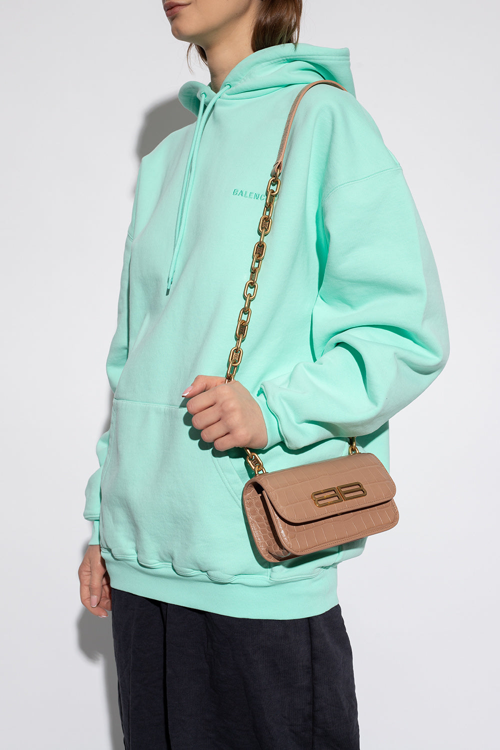 BALENCIAGA GOSSIP XS EMBOSSED CROSSBODY BAG