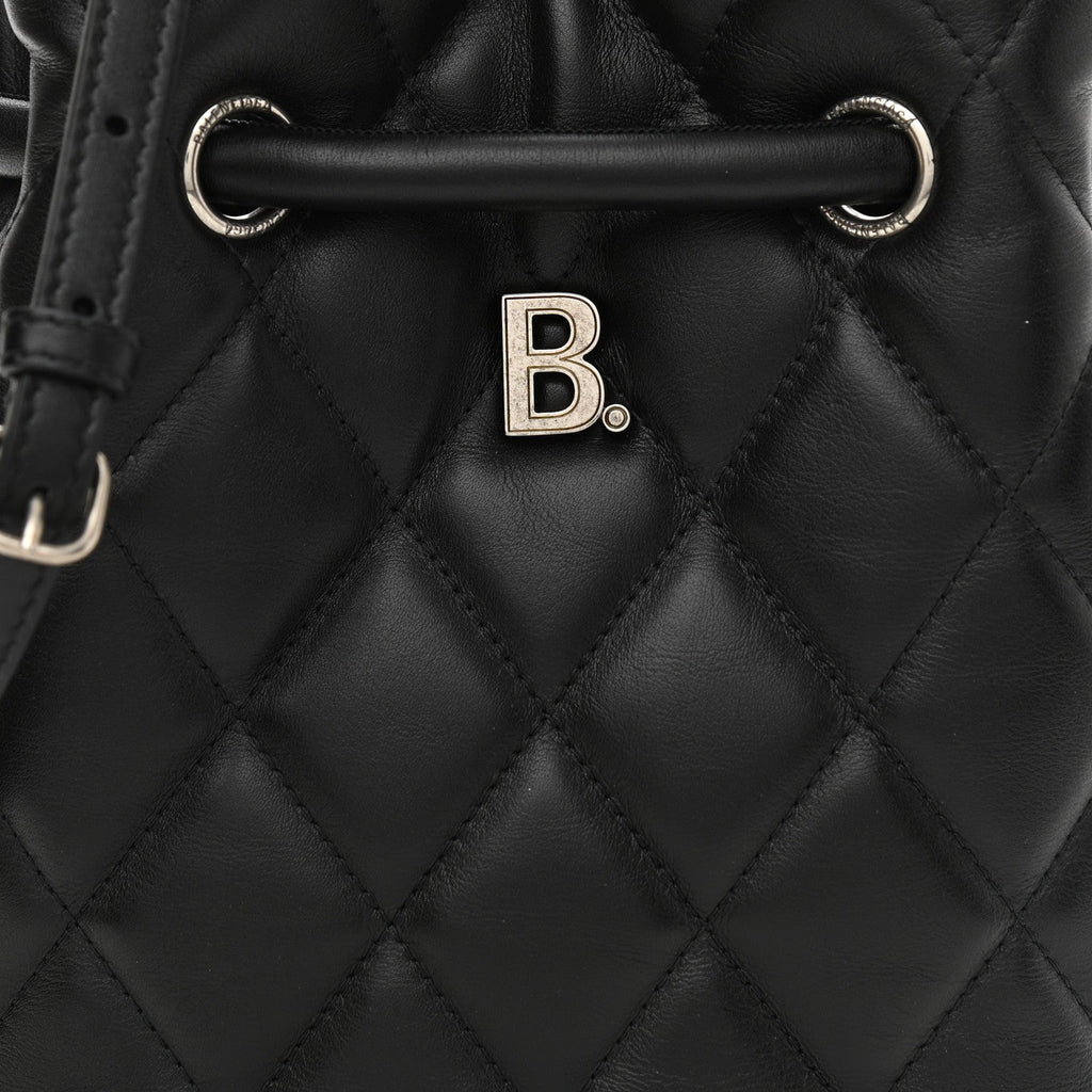 BALENCIAGA B QUILTED NAPPA LEATHER BUCKET BAG