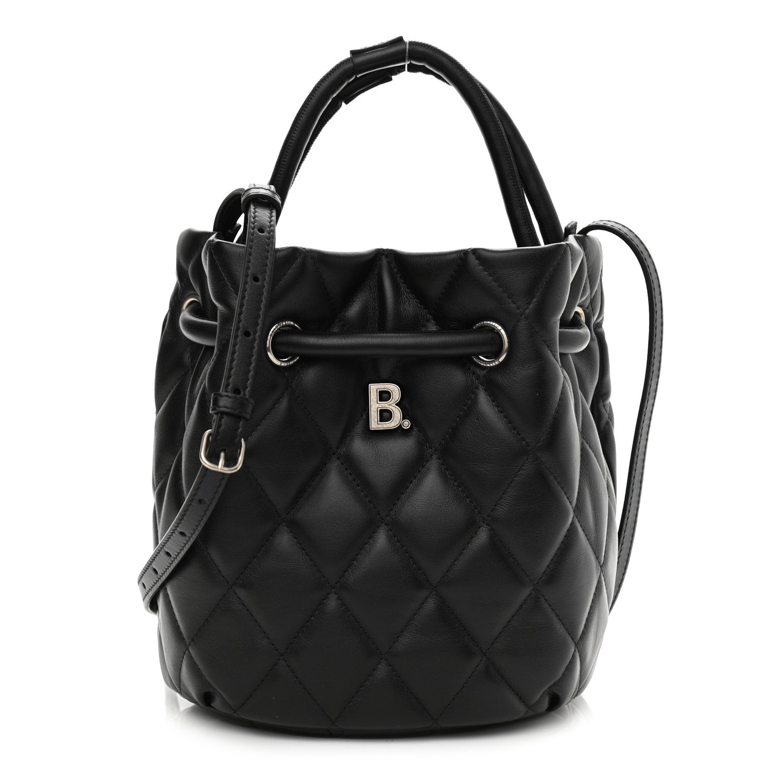 BALENCIAGA B QUILTED NAPPA LEATHER BUCKET BAG