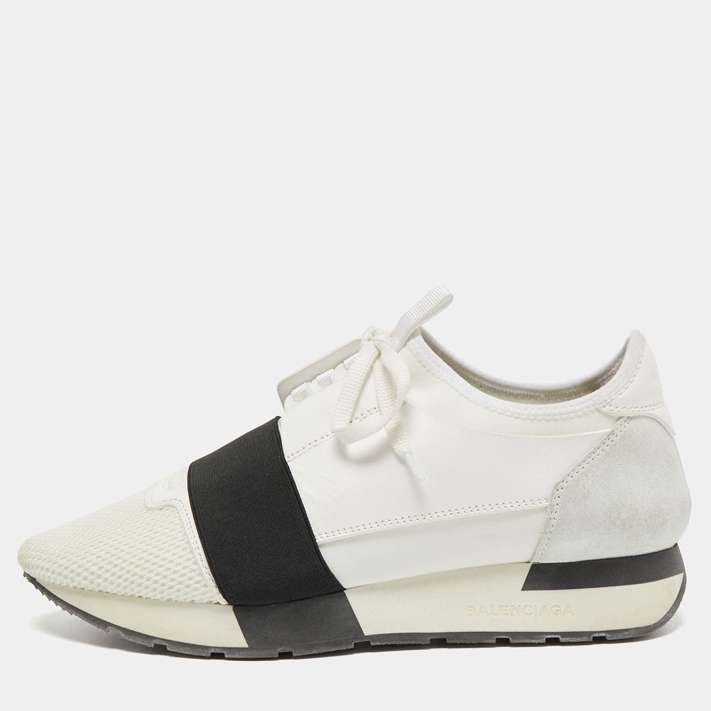 BALENCIAGA RACE RUNNER CALFSKIN & MESH SNEAKERS