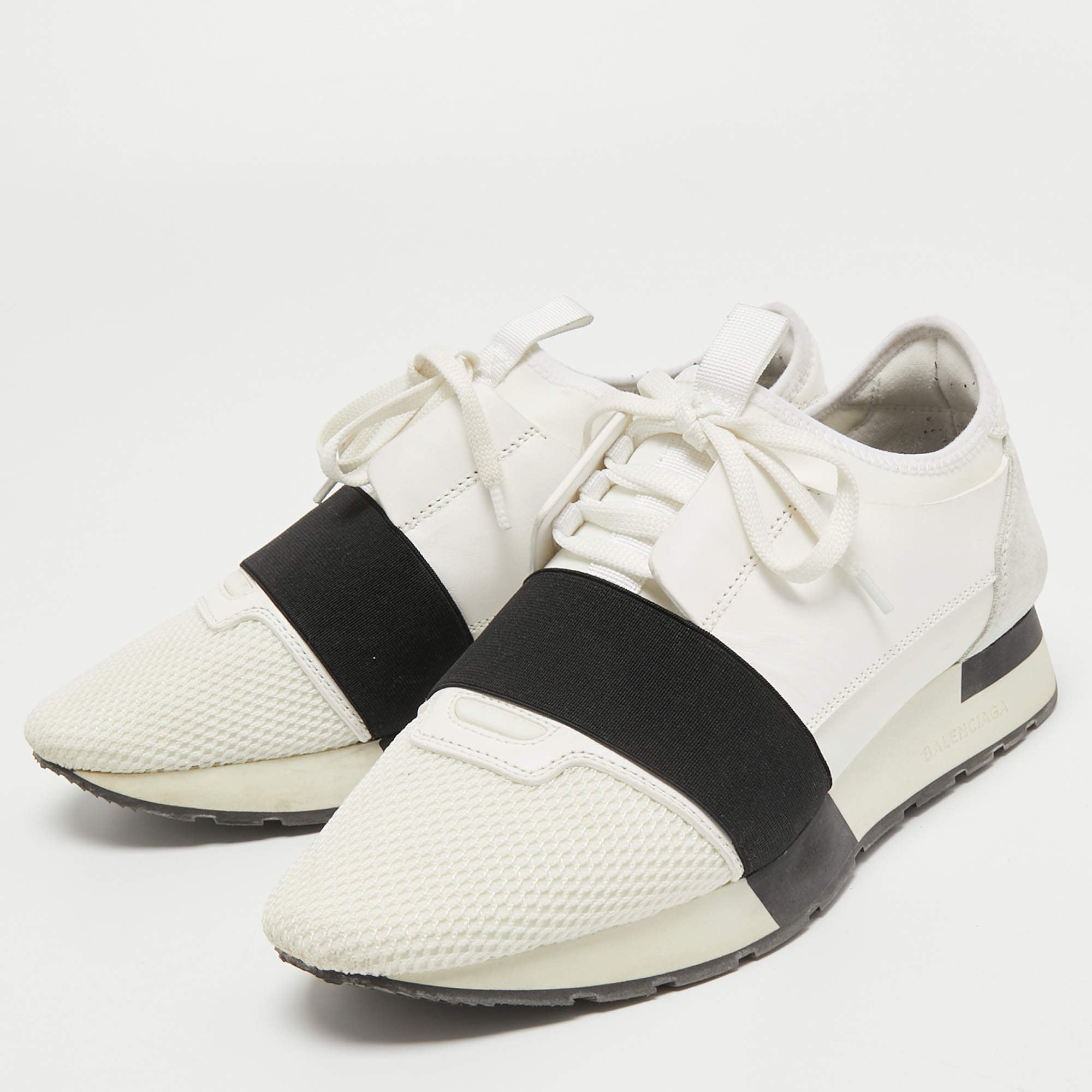 BALENCIAGA RACE RUNNER CALFSKIN & MESH SNEAKERS