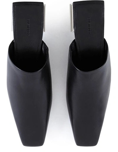 BALENCIAGA TYPO CHROME HEEL LEATHER MULES