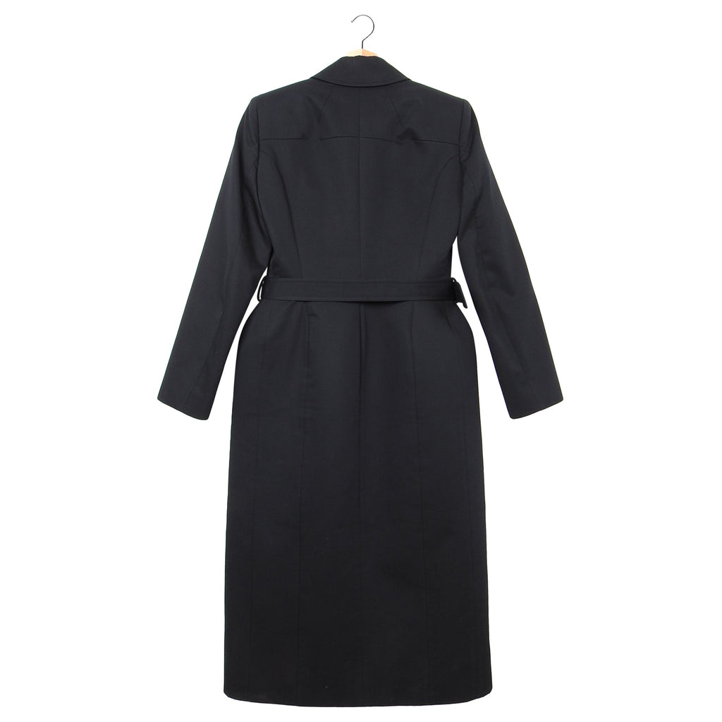 Balenciaga 2018 Black Cotton Sculpted Hip Belted Spring Coat  - FR36 / USA 2