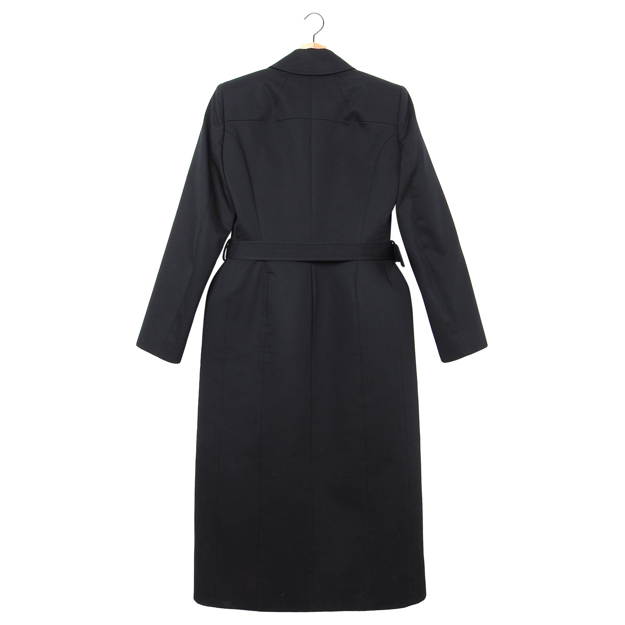 Balenciaga 2018 Black Cotton Sculpted Hip Belted Spring Coat  - FR36 / USA 2