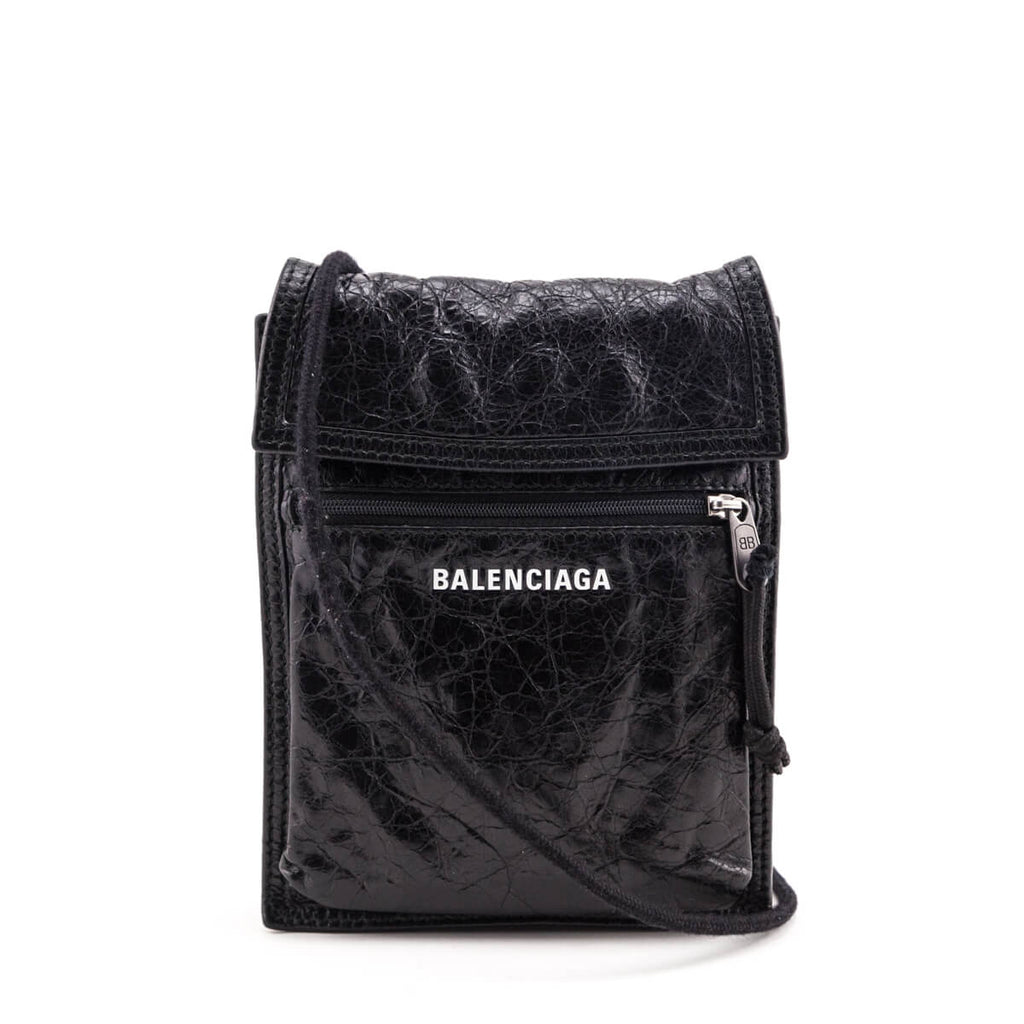 Balenciaga Black Agneau Explorer Crossbody Pouch