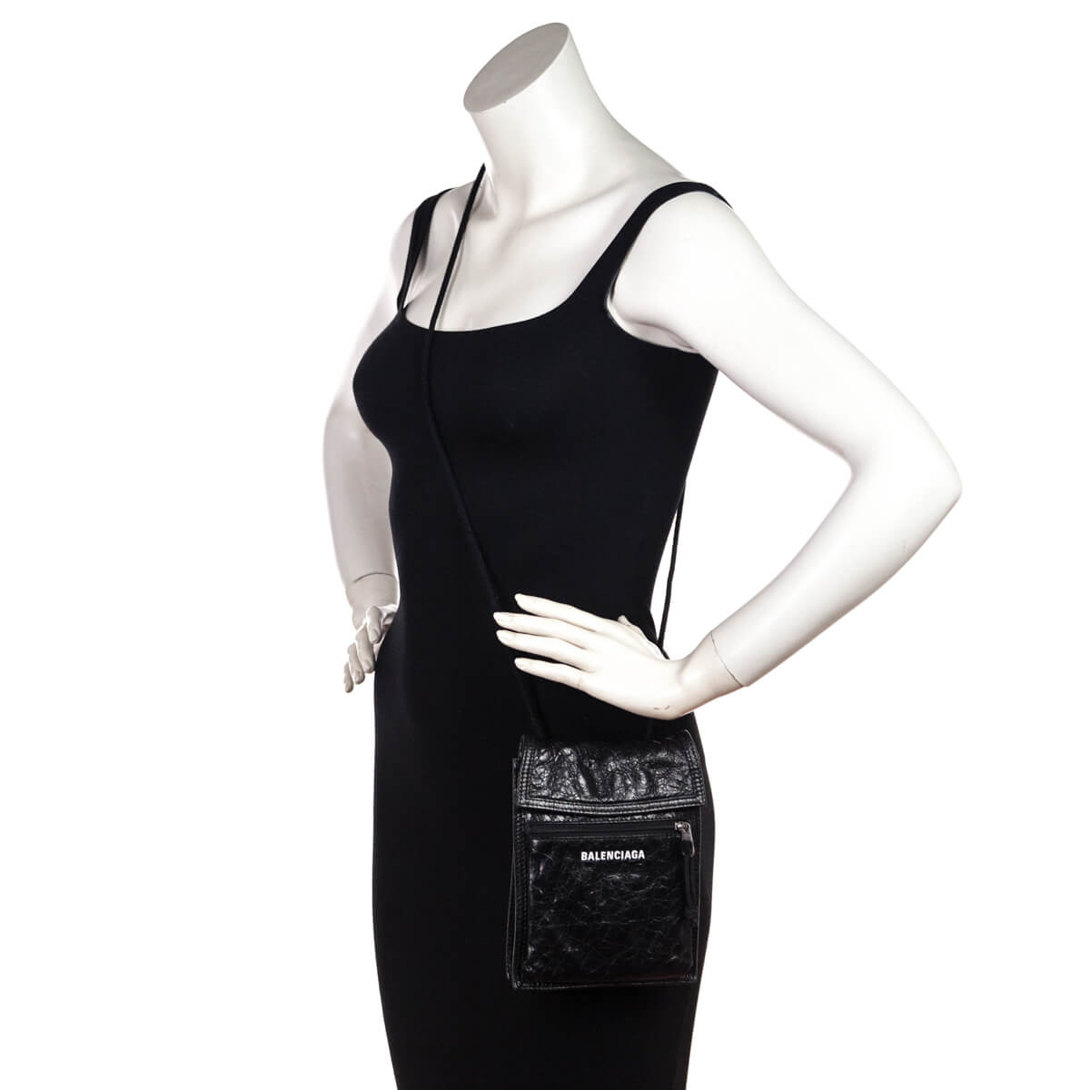 Balenciaga Black Agneau Explorer Crossbody Pouch