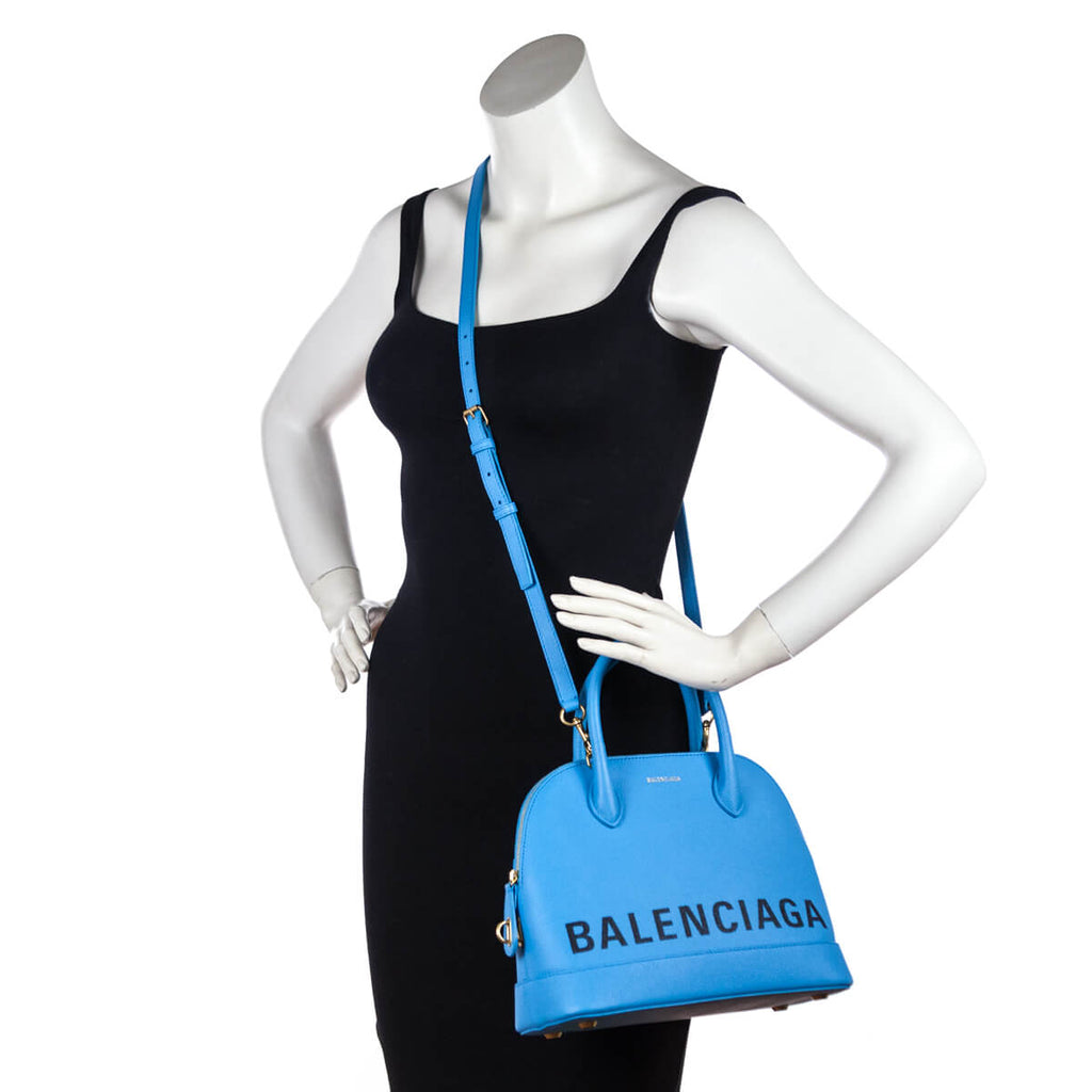 Balenciaga Bleu Turquoise Grained Calfskin S Ville Top Handle Bag