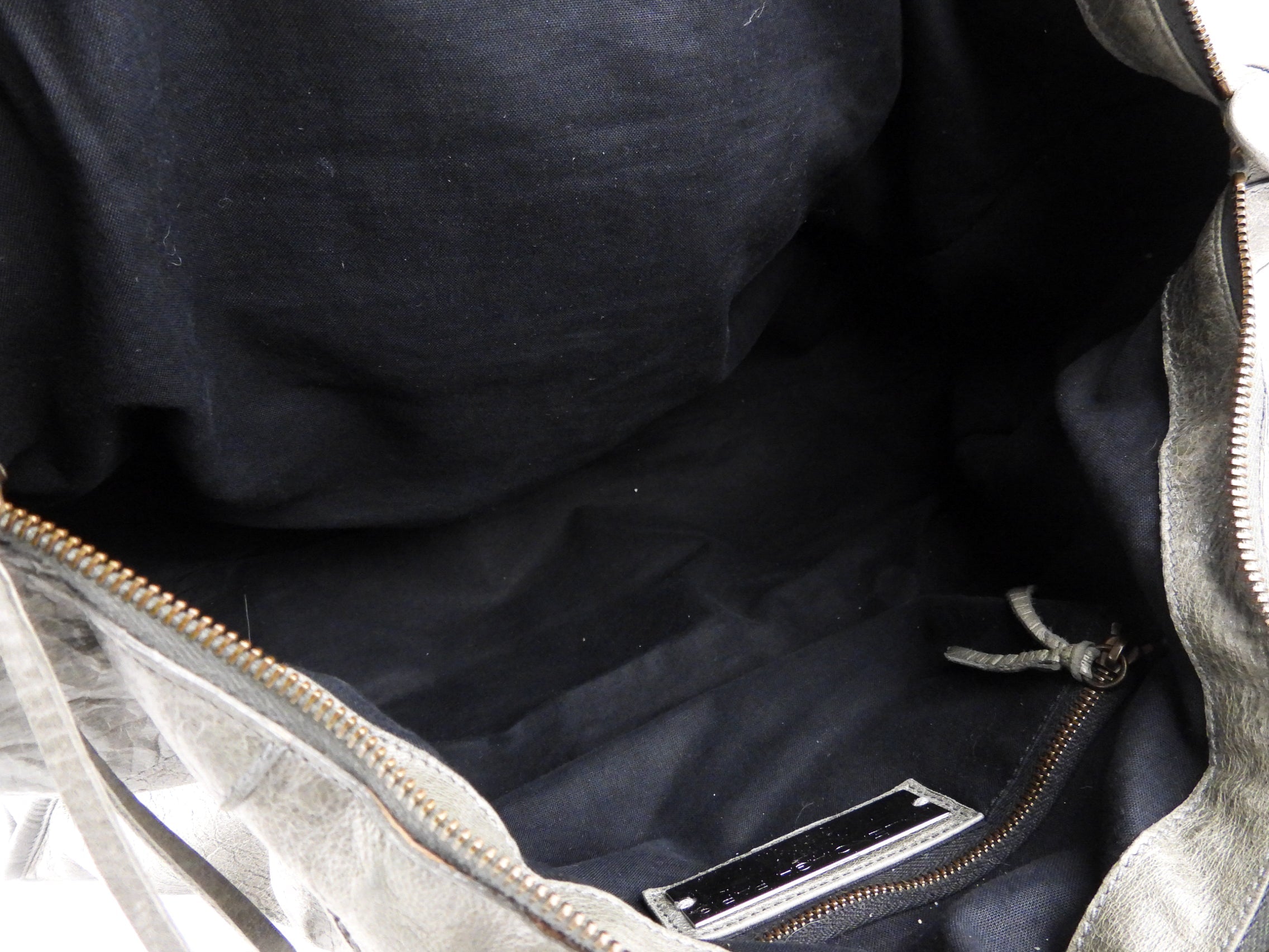 Balenciaga City Grey Lambskin Leather Moto Classic Work Bag