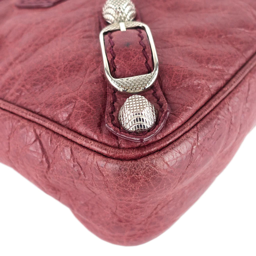 Balenciaga Dark Red Hip Giant Stud Agneau Leather Crossbody Bag
