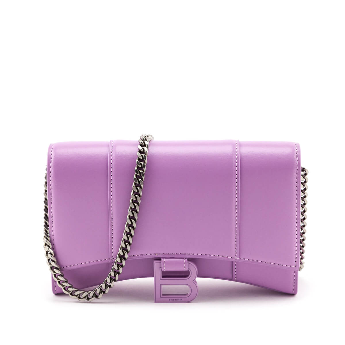 Balenciaga Lilac Calfskin Hourglass Wallet On Chain