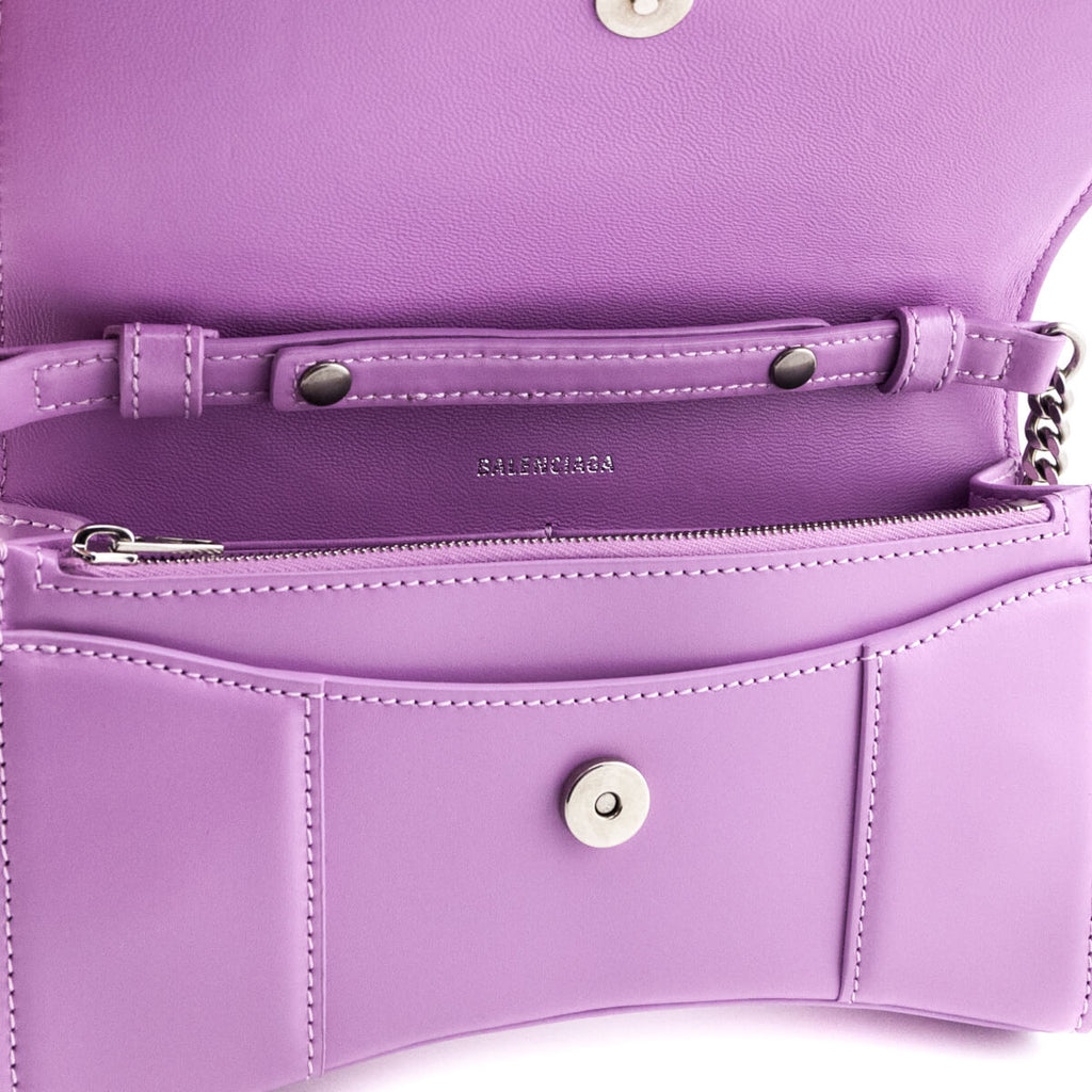 Balenciaga Lilac Calfskin Hourglass Wallet On Chain
