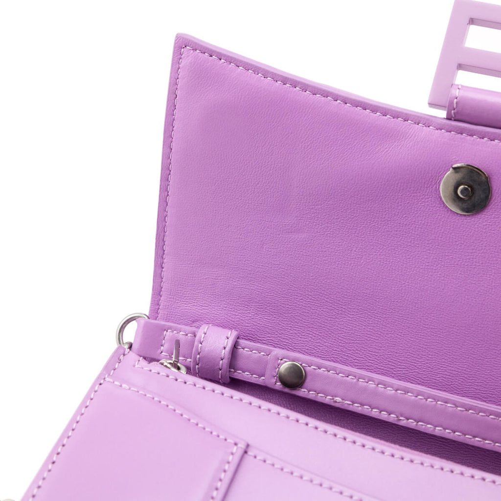 Balenciaga Lilac Calfskin Hourglass Wallet On Chain