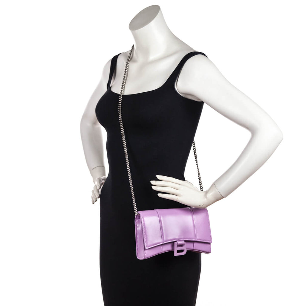 Balenciaga Lilac Calfskin Hourglass Wallet On Chain