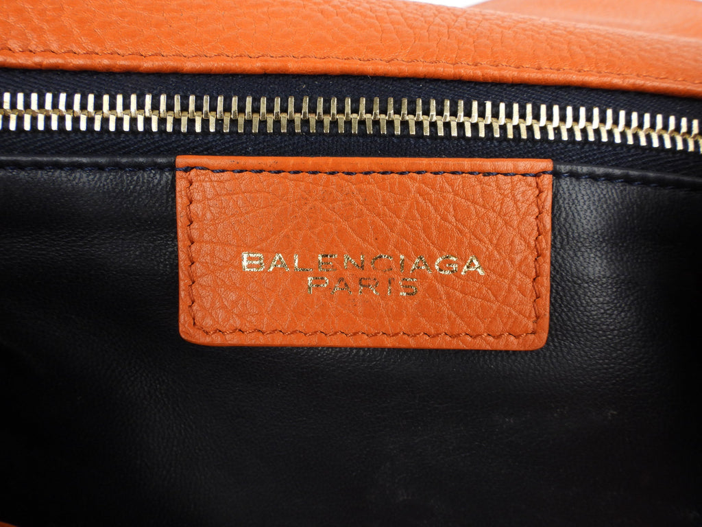 Balenciaga Orange Grained Calfskin Leather Tube Clasp Shoulder Bag