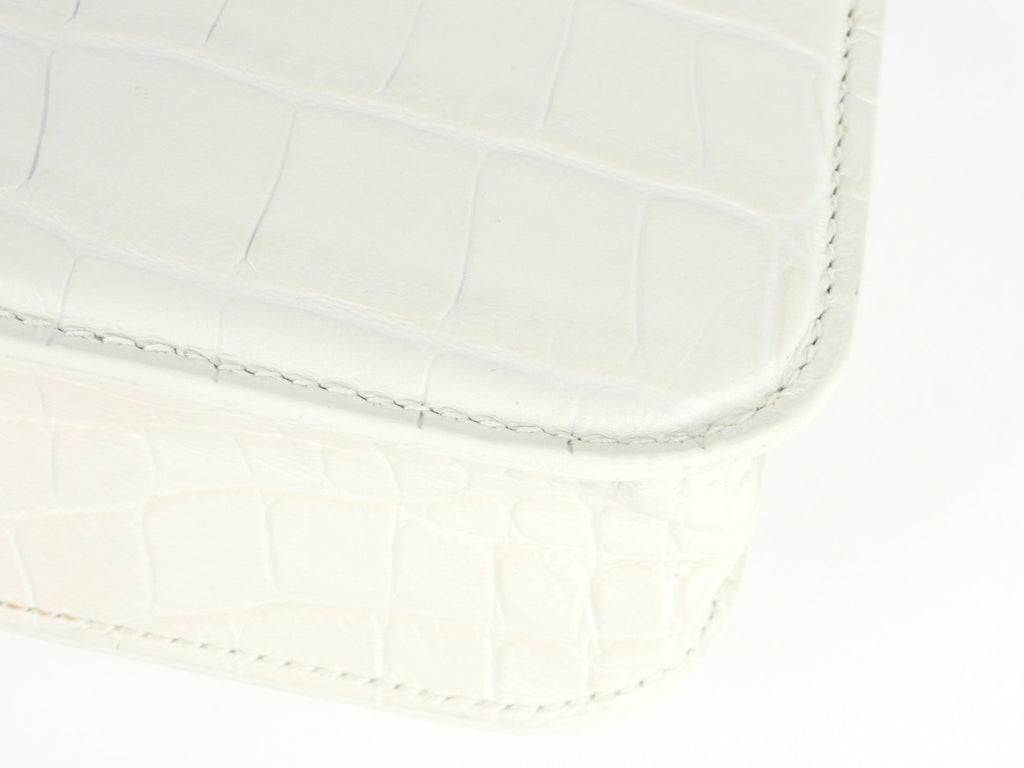 Balenciaga White Croc Embossed Leather XS Gossip Chain Shoulder Bag