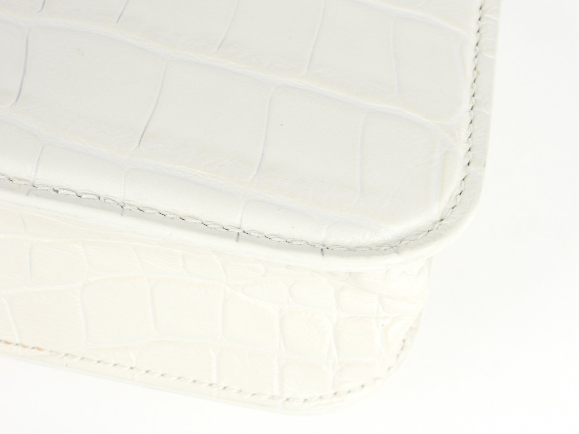 Balenciaga White Croc Embossed Leather XS Gossip Chain Shoulder Bag