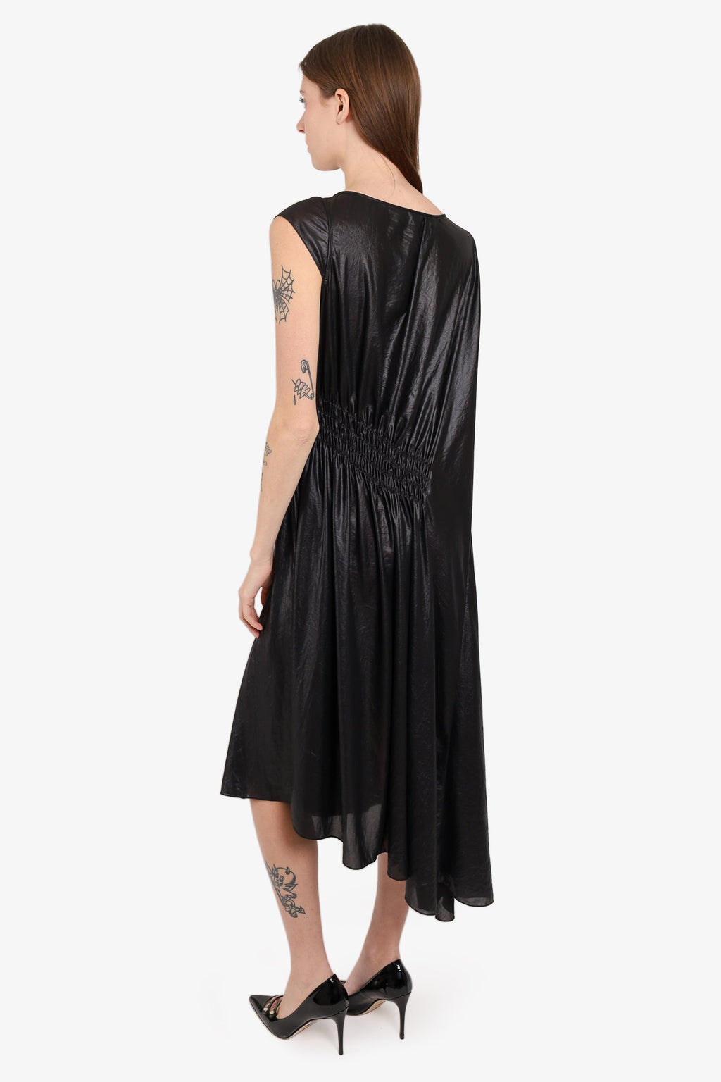 Barbara Bui Black Asymmetrical Smock Sleeveless Dress Size 40