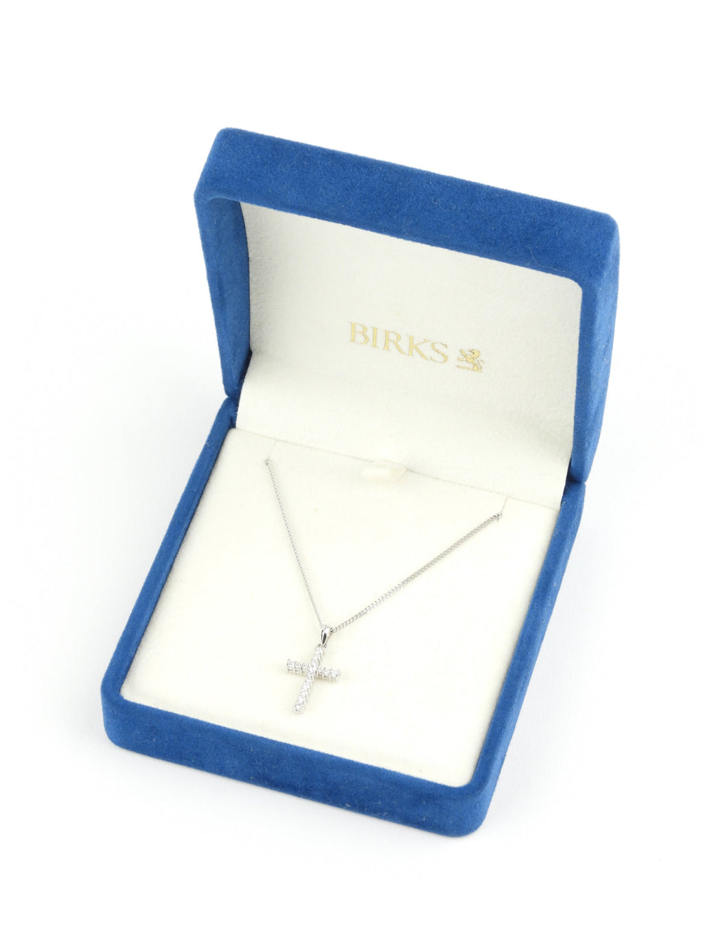 Birks White Gold and Diamond Cross Pendant on Chain