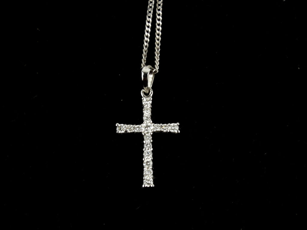 Birks White Gold and Diamond Cross Pendant on Chain