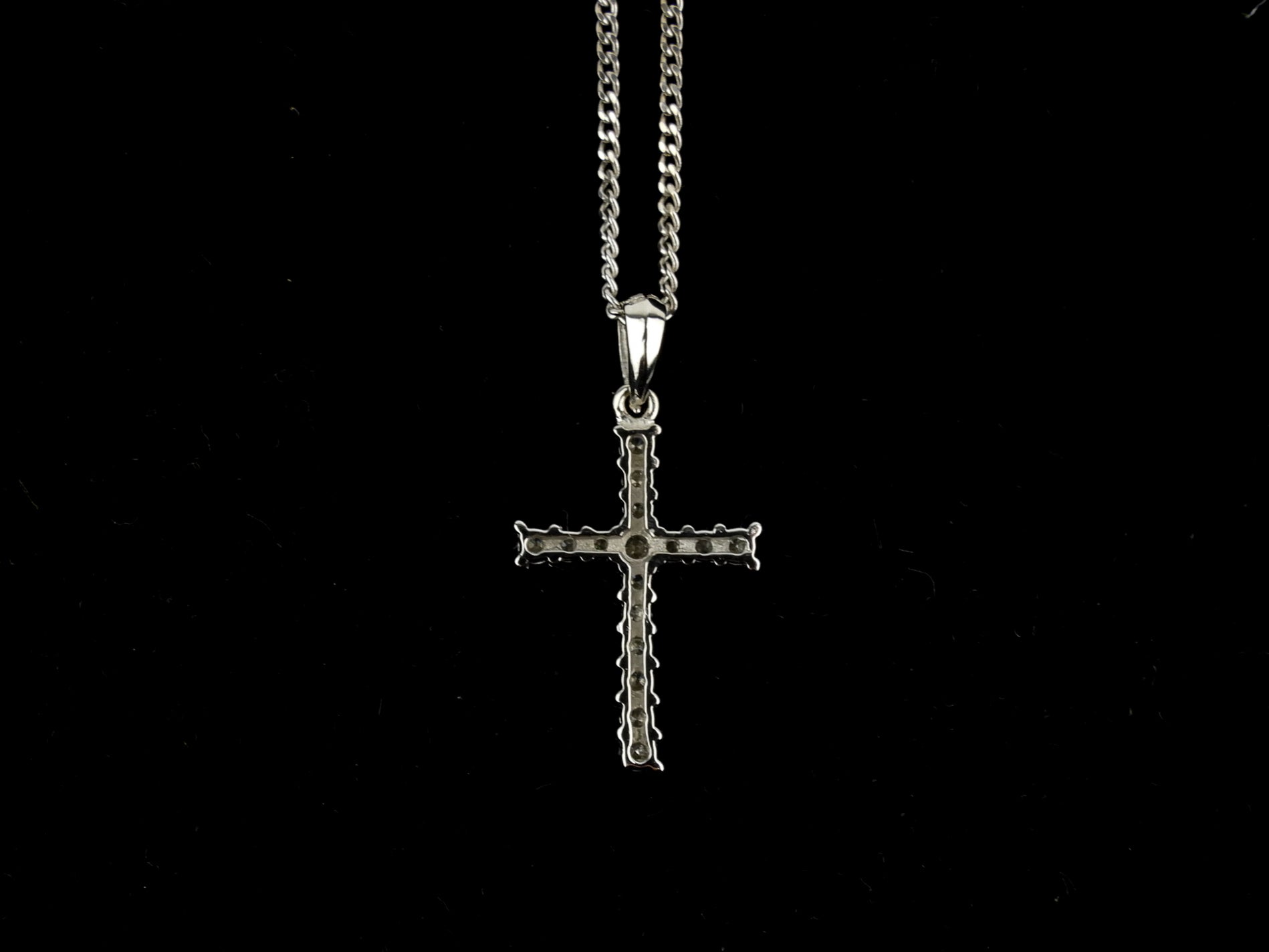 Birks White Gold and Diamond Cross Pendant on Chain