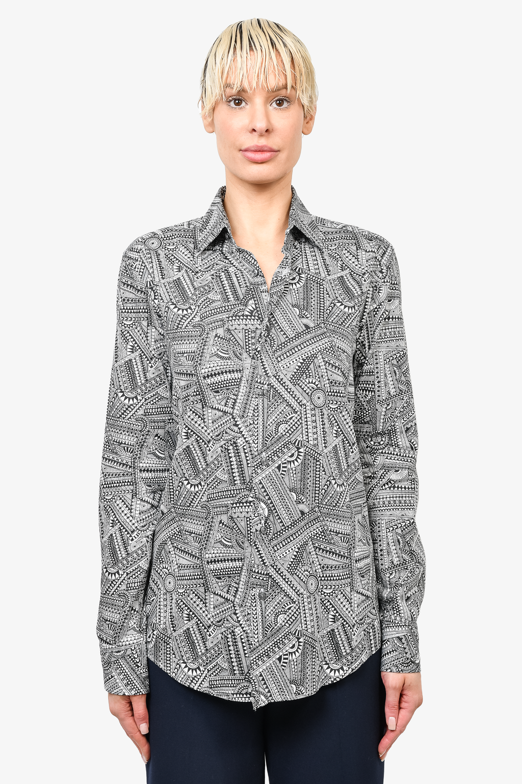 Boss Hugo Boss x Meissen Black/White Printed Button-Up Dress Shirt sz 15 US Mens