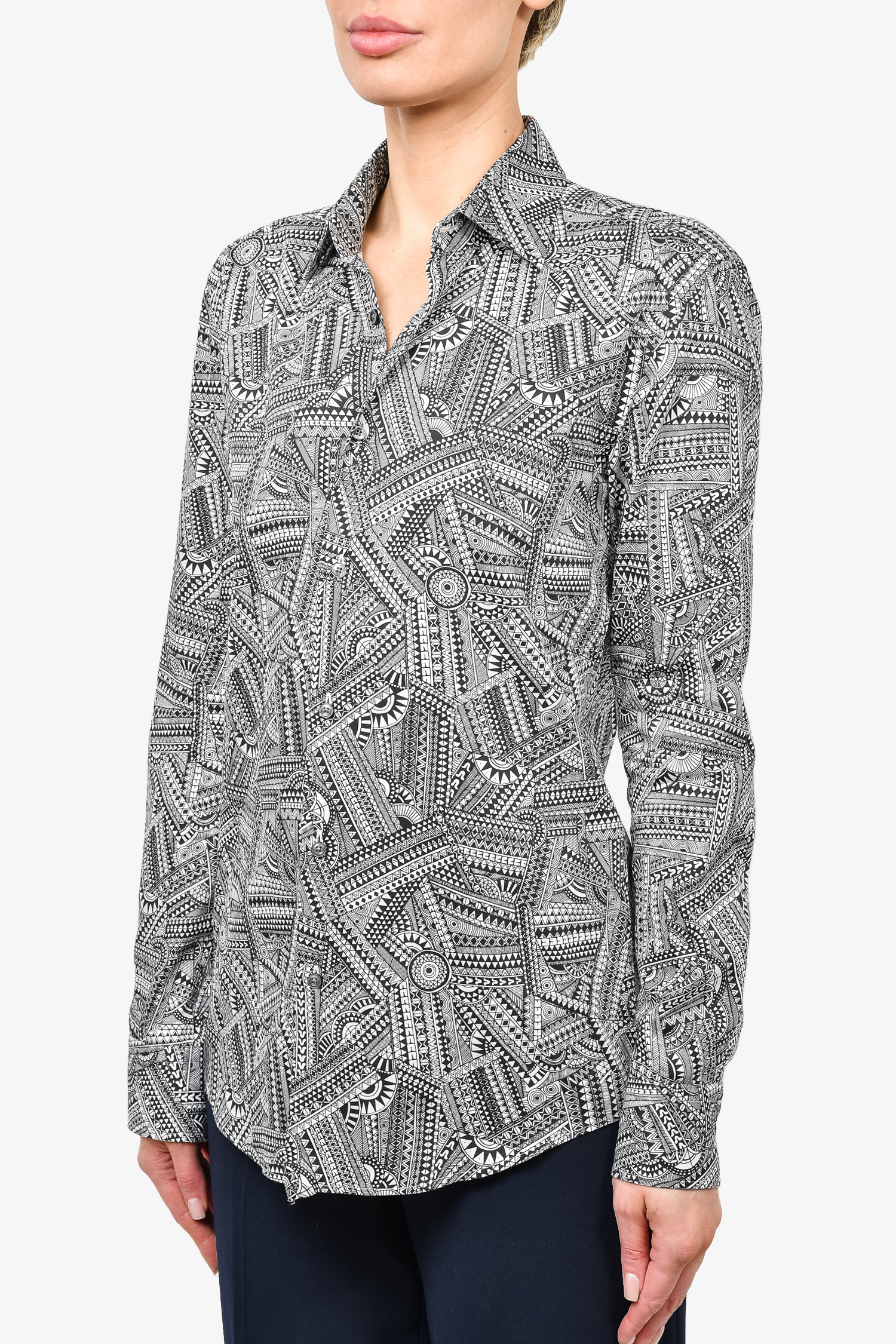 Boss Hugo Boss x Meissen Black/White Printed Button-Up Dress Shirt sz 15 US Mens