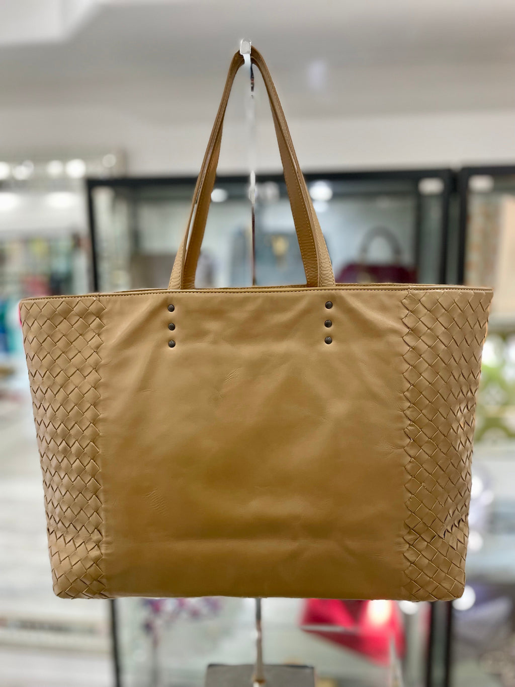 BOTTEGA VENETA INTRECCIATO WOVEN ETOUPE LAMBSKIN TOTE BAG
