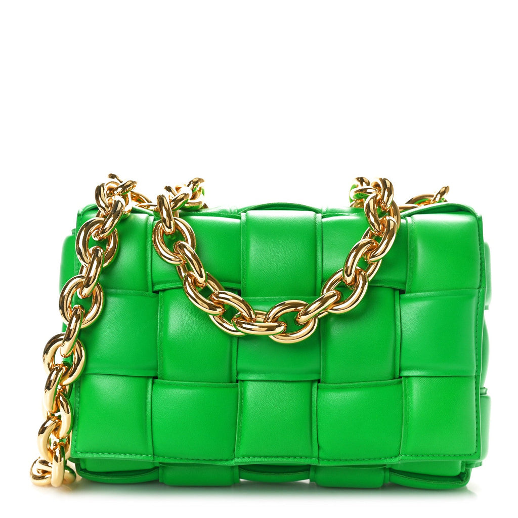 BOTTEGA VENETA LAMBSKIN MAXI INTRECCIATO PADDED CASSETTE CHAIN BAG