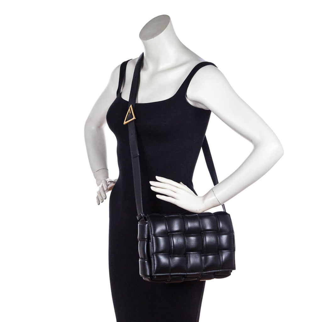 Bottega Veneta Black Lambskin Maxi Intreccio Padded Cassette Crossbody