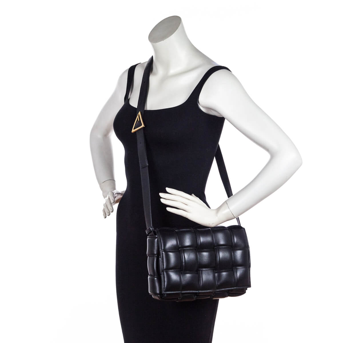 Bottega Veneta Black Lambskin Maxi Intreccio Padded Cassette Crossbody