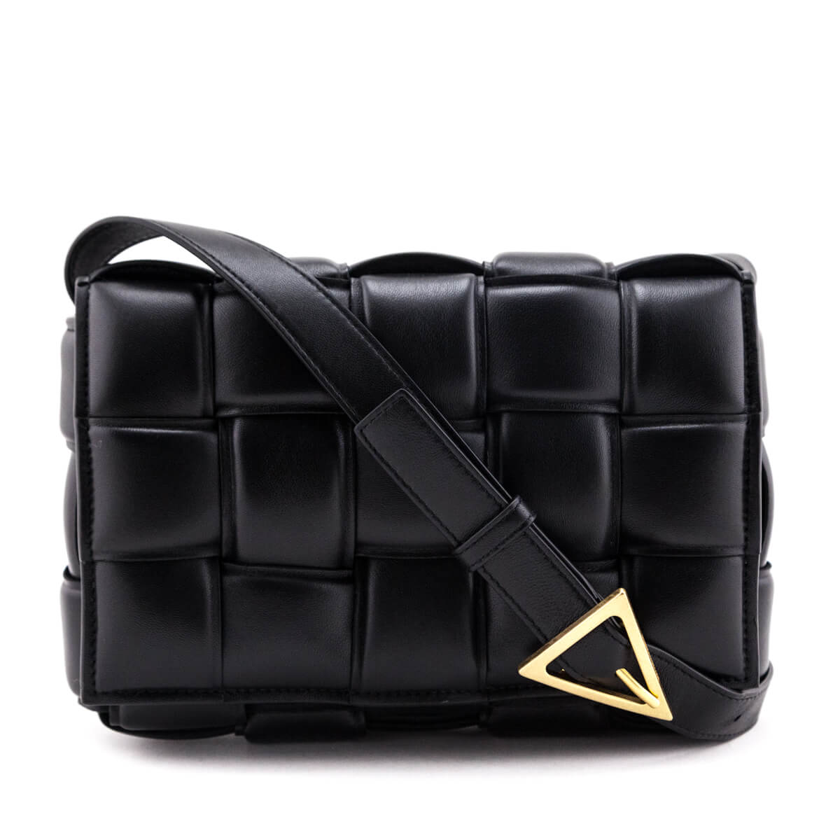 Bottega Veneta Black Lambskin Maxi Intreccio Padded Cassette Crossbody