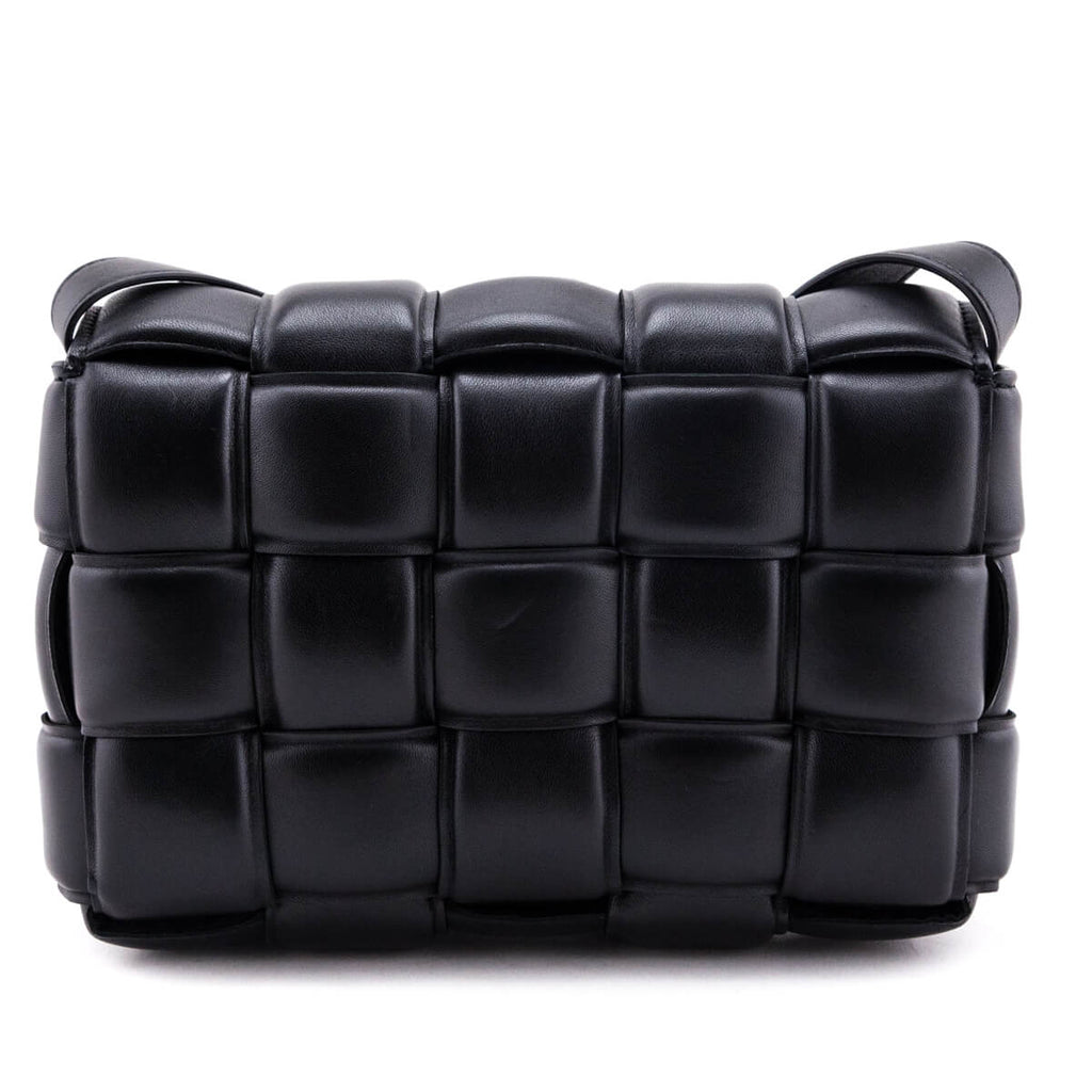Bottega Veneta Black Lambskin Maxi Intreccio Padded Cassette Crossbody