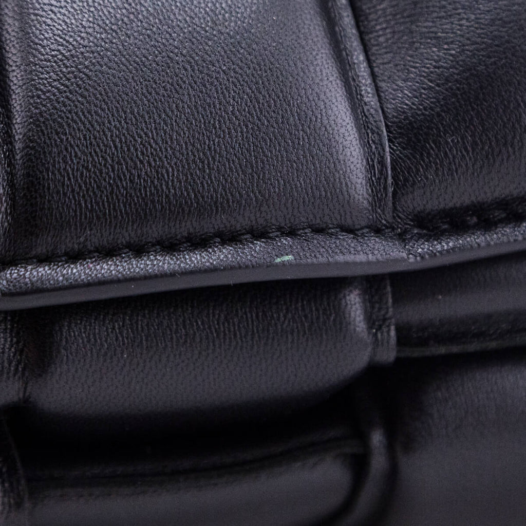 Bottega Veneta Black Lambskin Maxi Intreccio Padded Cassette Crossbody