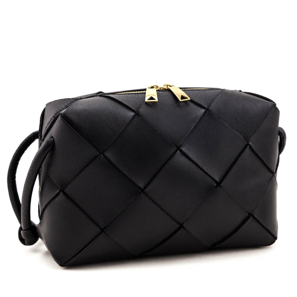 Bottega Veneta Black Maxi Intreccio Small Cassette Camera Bag