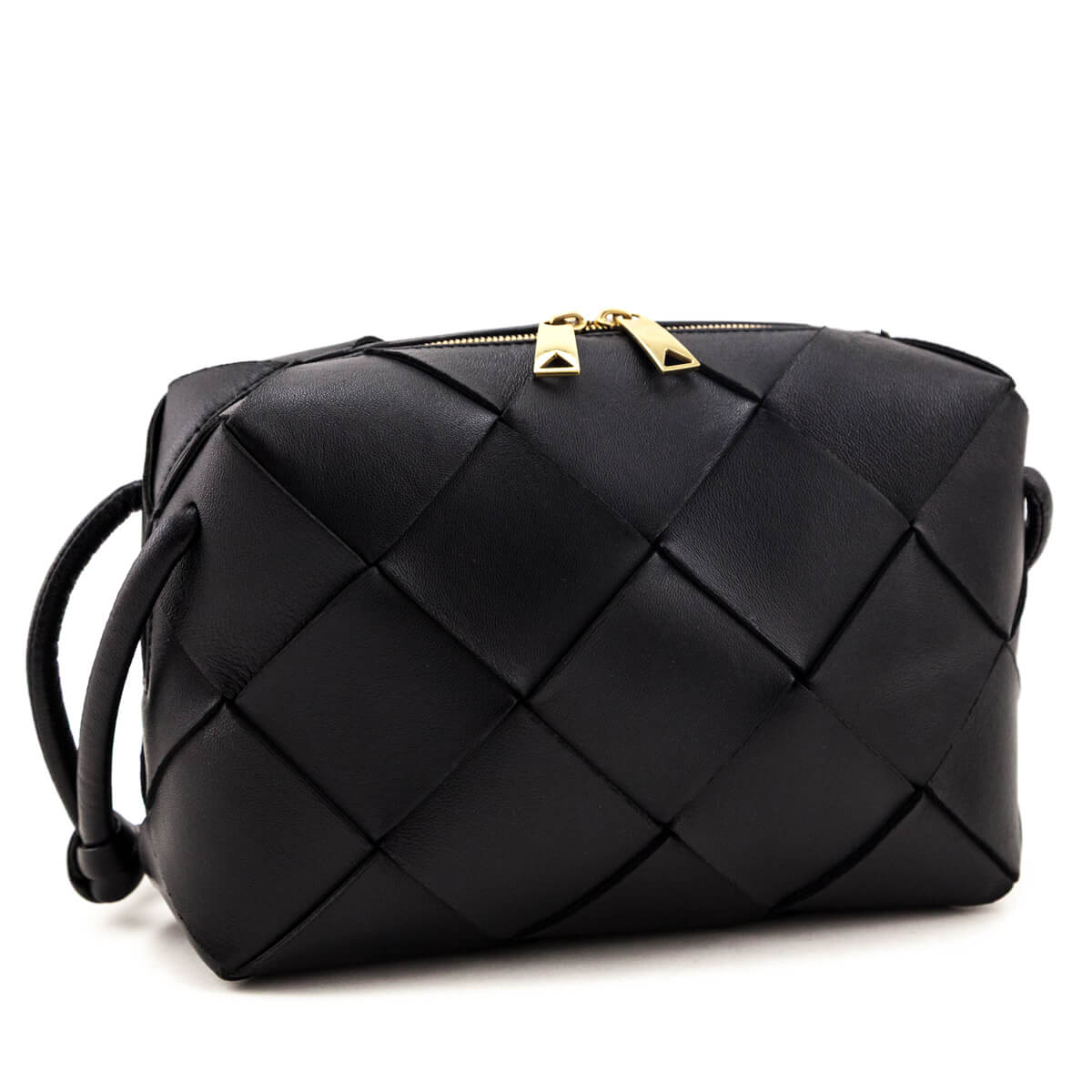 Bottega Veneta Black Maxi Intreccio Small Cassette Camera Bag