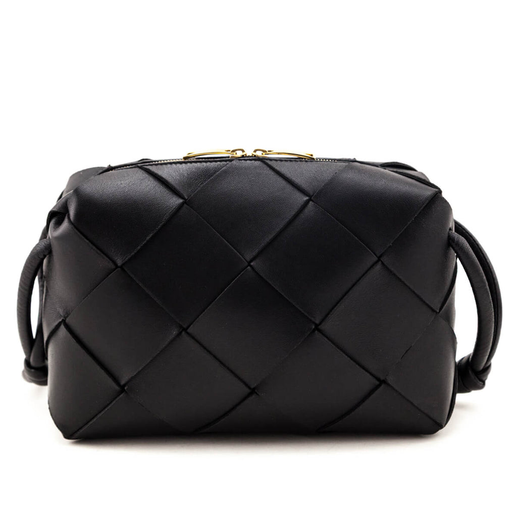 Bottega Veneta Black Maxi Intreccio Small Cassette Camera Bag
