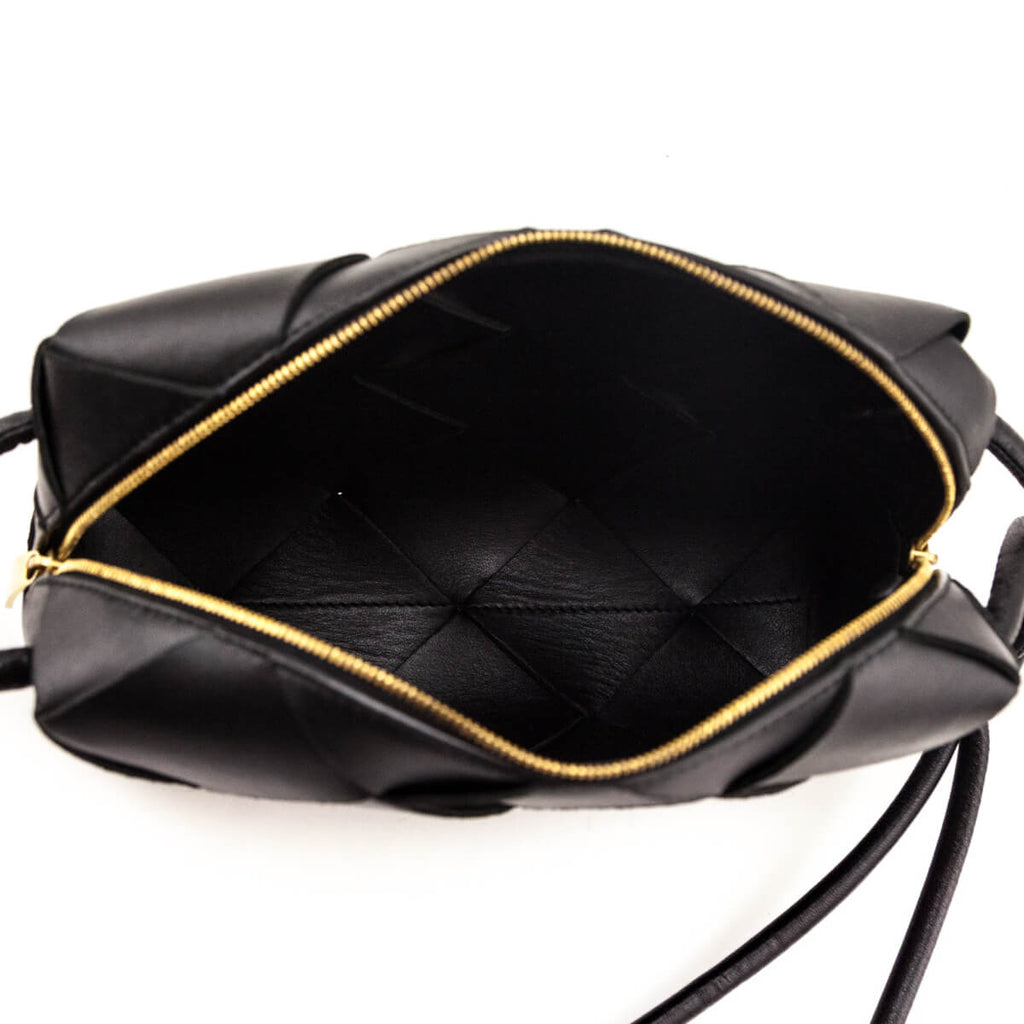 Bottega Veneta Black Maxi Intreccio Small Cassette Camera Bag