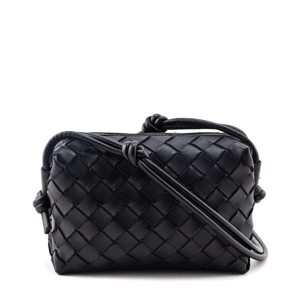 Bottega Veneta Black Nappa Calfskin Intrecciato Mini Loop Camera Bag